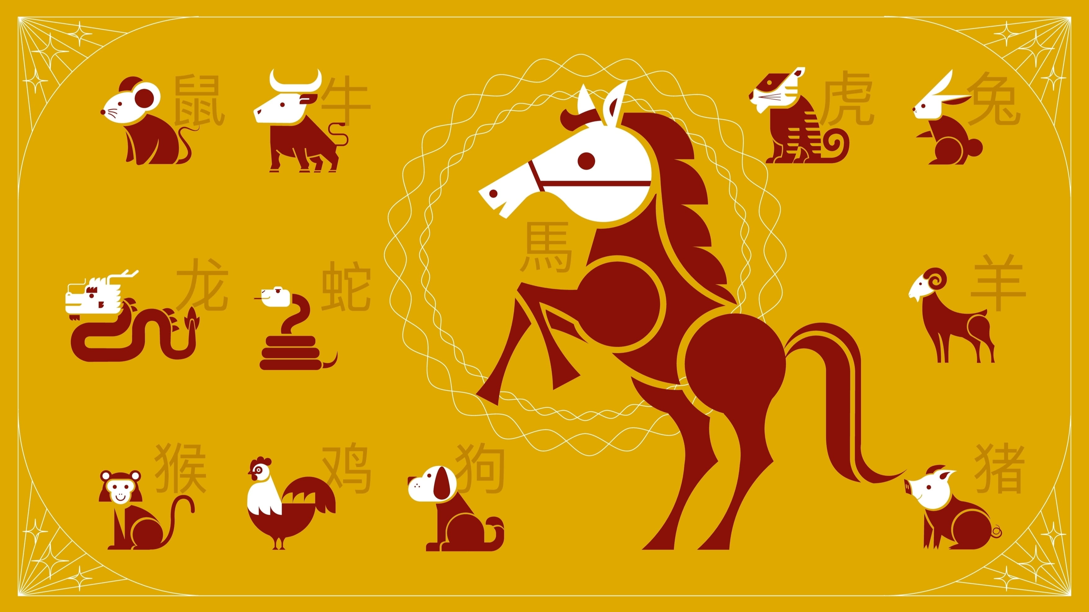 Zw&ouml;lf Tierkreiszeichen der chinesischen Astrologie